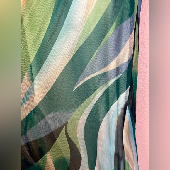 Tadashi Shoji 100% Silk Flowy Abstract Strapless Grown Size 14 - Picture 6 of 15